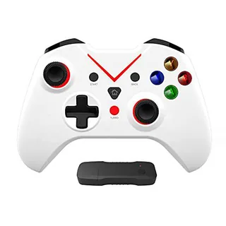Tigerlily Enterprises White with Red Light 2.4GHz Wireless Game Controller Gamepad Joystick With Dual Motor Vibration & Backlit Keys for Xbox One Series S/X