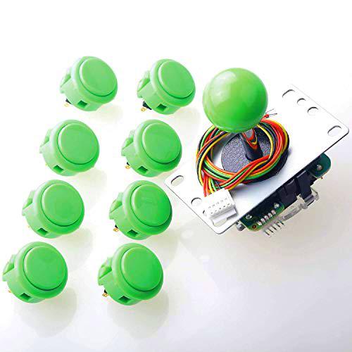 Sanwa JLF-TP-8YT Joystick + Sanwa 8 piezas OBSF-30 Push Button Bundle Kit Color: Verde