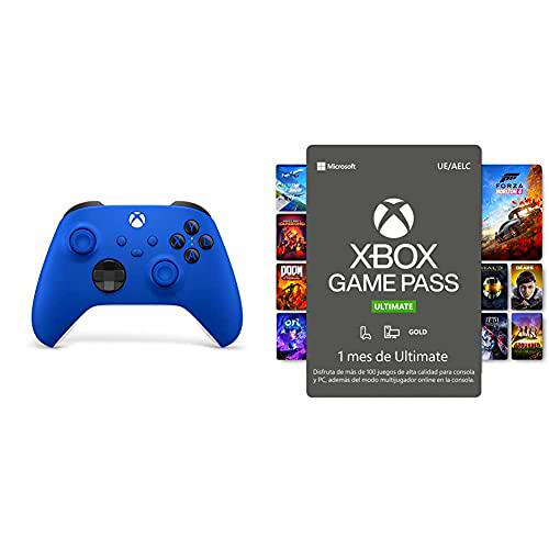 Microsoft Mando Xbox Shock Blue, Color Azul + Suscripción Xbox Game Pass Ultimate 1 Mes | Xbox/Win 10 PC Código de descarga
