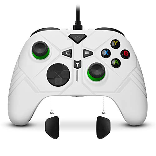 FTFVaska Mando con Cable para Xbox One Gamepads Mando Compatible para Xbox One / One S / One X / Xbox Series X y PC Windows 10 con Doble vibración ， Botón Trasero y botón Turbo