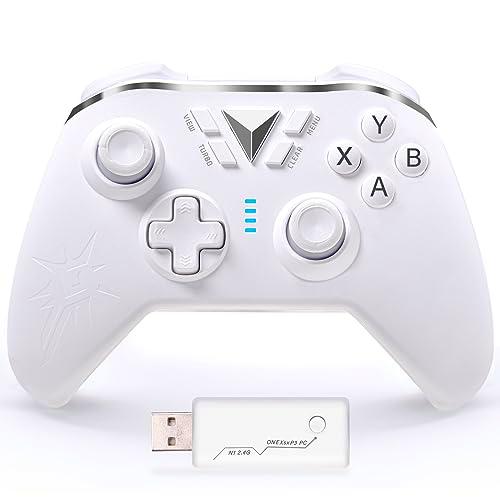 Mando inalámbrico para PC, 2.4G Inalámbrico Gamepad Controlador,Joystick Inalámbrico Compatible con P3/PC(White)