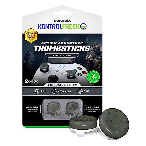 KontrolFreek CQC Classic - Controlador para Xbox One y Xbox Series X | Pulgares de Rendimiento | 2 cóncavos de Altura Media | Gris/Blanco
