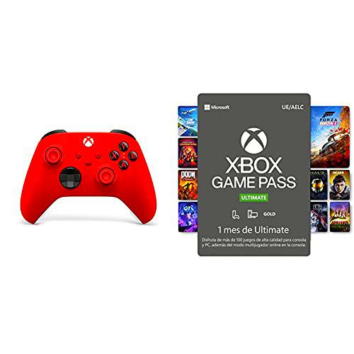 Microsoft Mando Inalámbrico, Color Rojo (Xbox Series X) + Suscripción Xbox Game Pass Ultimate 1 Mes | Xbox/Win 10 PC Código de descarga